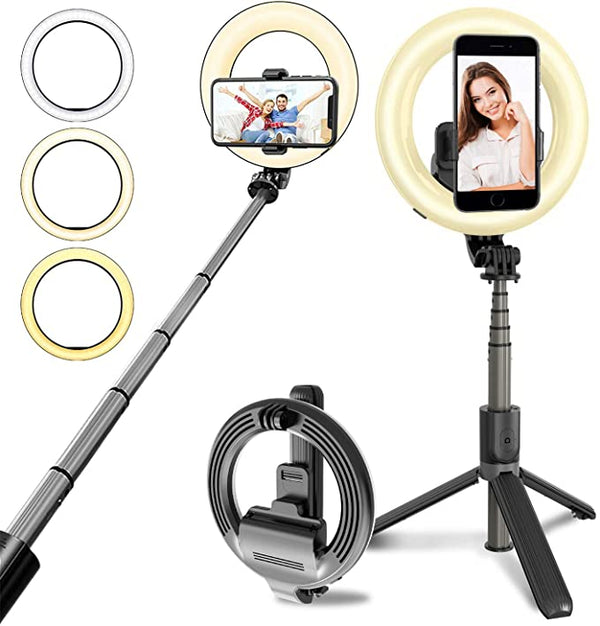 4-in-1 Wireless Selfie Stick Tripod with Ring Light | Cathy's Designs